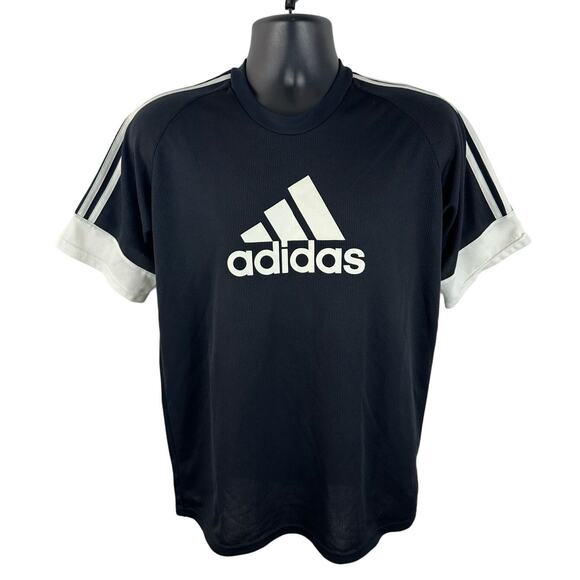Adidas Y2K Soccer Training Jersey Black 3 Stripe Size Medium Athletic - Picture 1 of 11